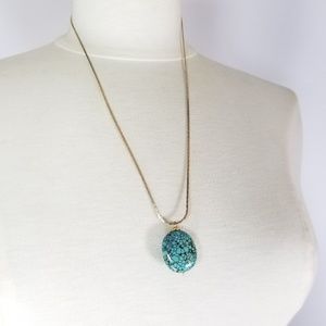 Turquoise Bead Paired With Vintage Gold Chain